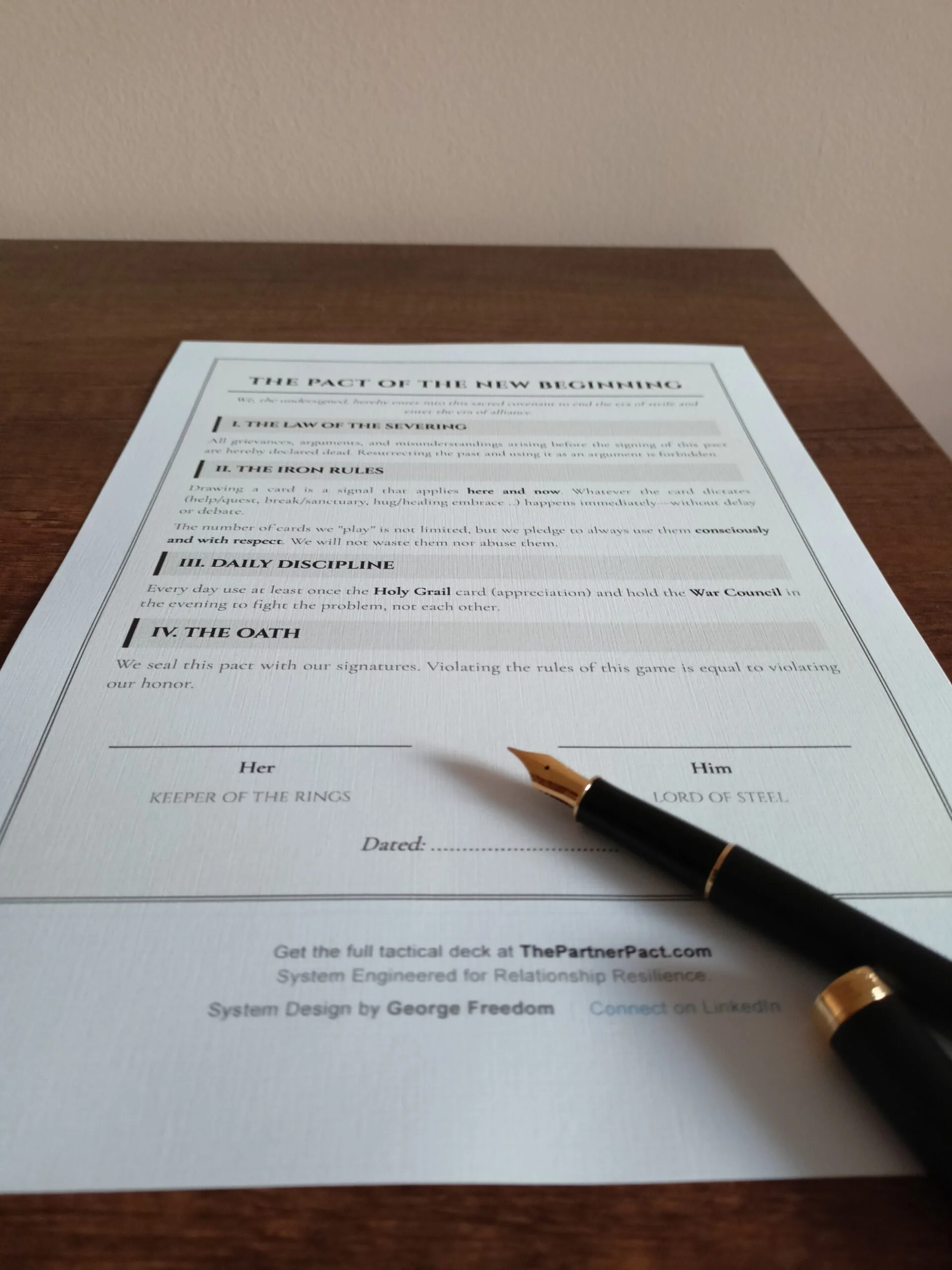 The Pact - printable relationship agreement